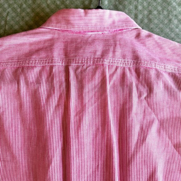 Vintage Polo Ralph Lauren Red White Stripe Button Front Mens Shirt - Picture 4 of 8